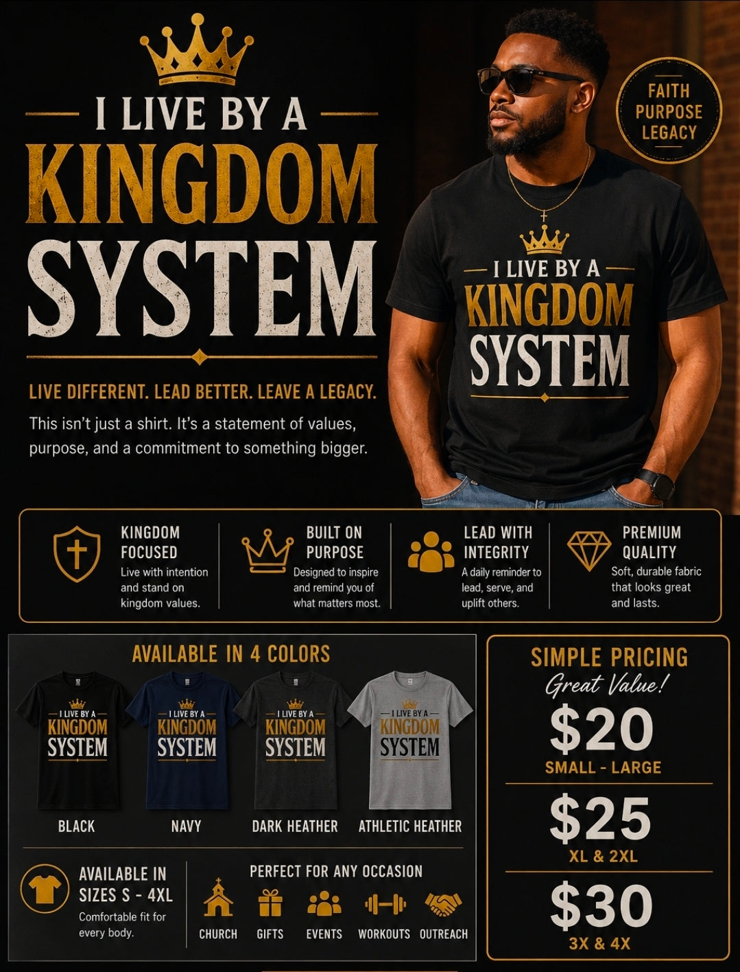 I Live by a Kingdom System Christian T-Shirt
