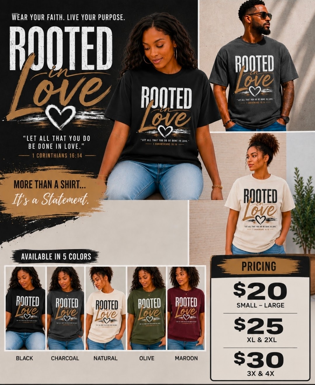 Rooted in Love Faith T-Shirt | 1 Corinthians 16:14