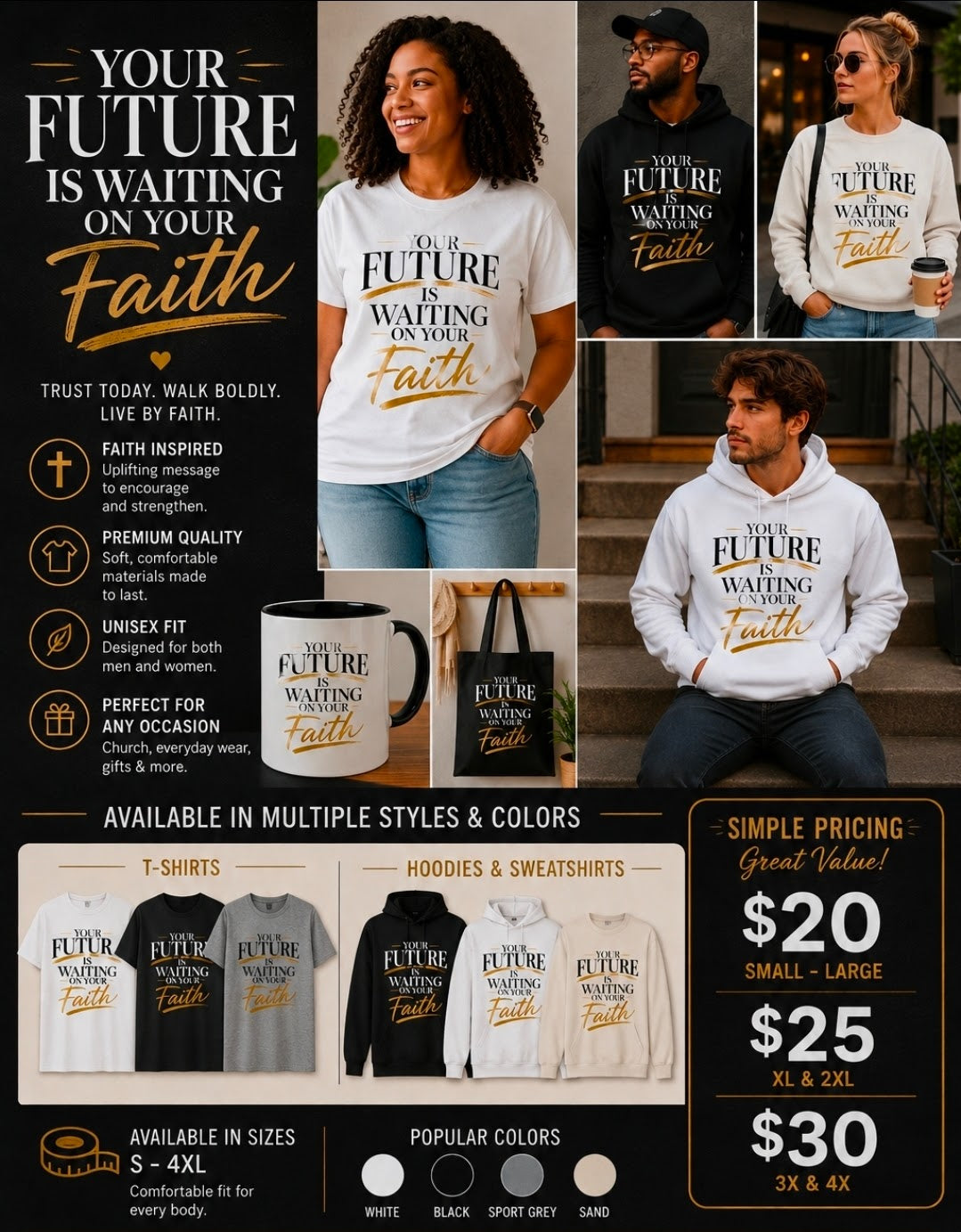 Your Future Is Waiting on Your Faith | Inspirational Faith T-Shirt